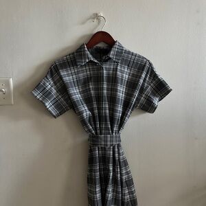 Alice + Olivia Black and White Plaid Button Down Shirt